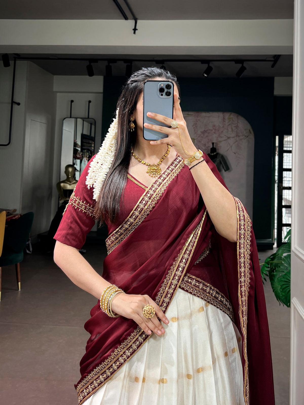 Silk Cotton Festive Lehenga Set with Zari & Embroidery