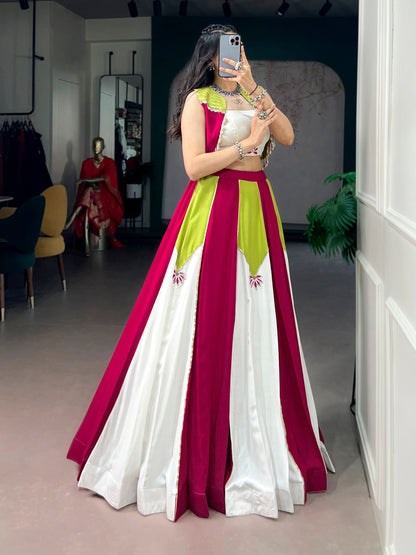 Navarathri Rayon Lehenga Set with Gota Patti, Koti & 6 Meter Flair