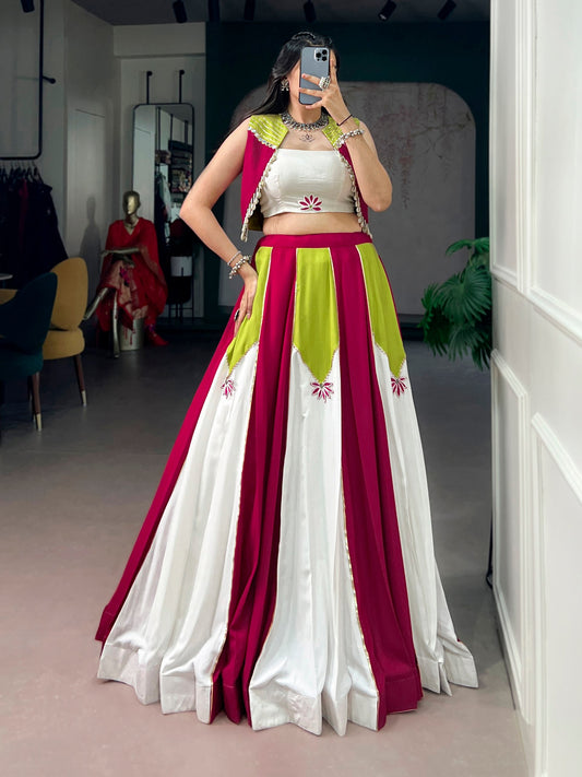 Navarathri Rayon Lehenga Set with Gota Patti, Koti & 6 Meter Flair