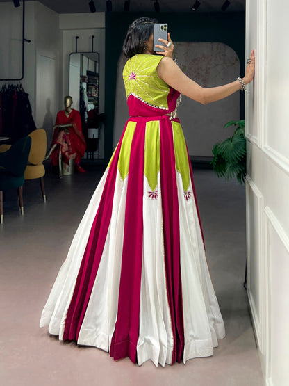 Navarathri Rayon Lehenga Set with Gota Patti, Koti & 6 Meter Flair