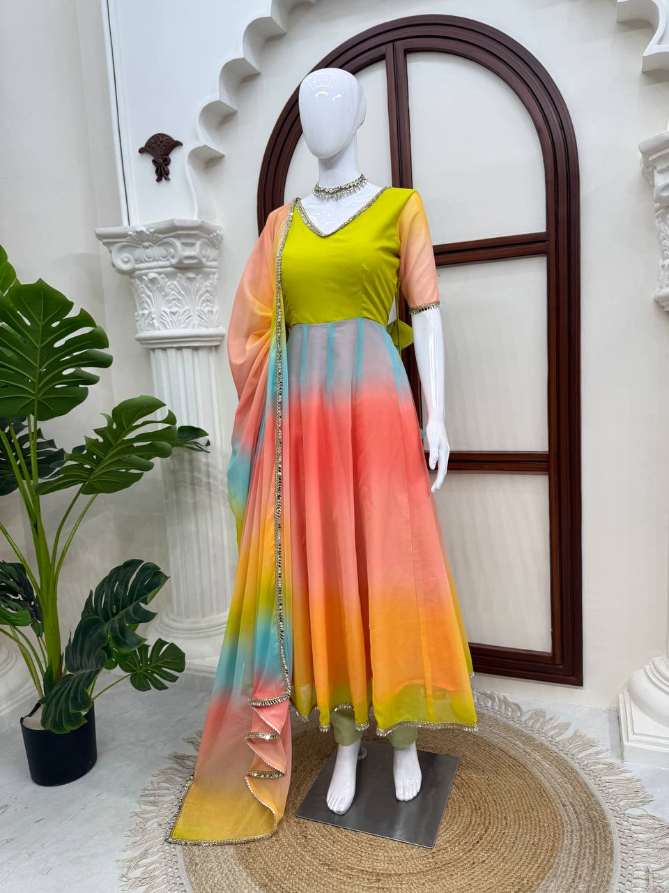 Pastel Ombre Georgette Anarkali Set with Dupatta