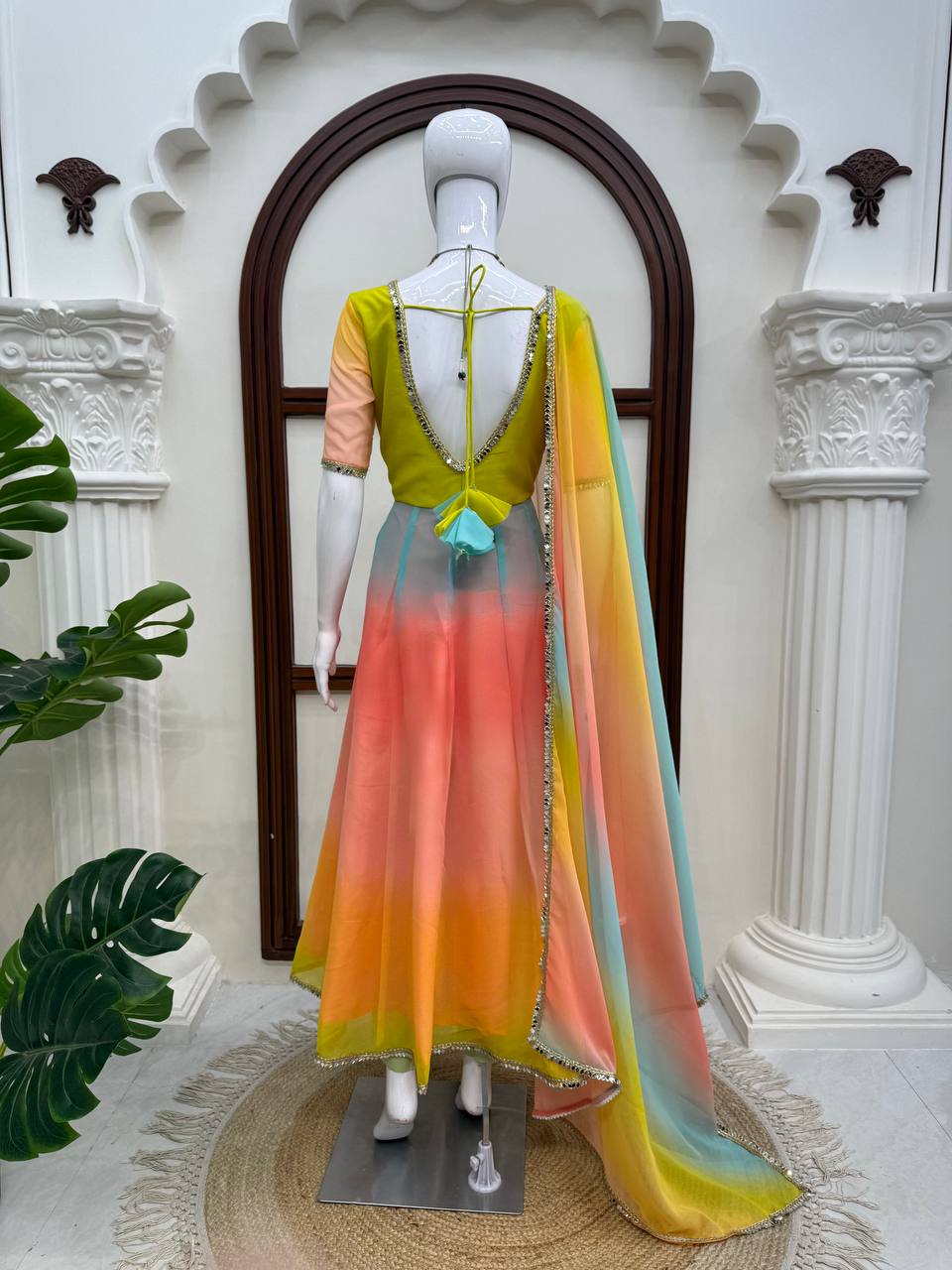 Pastel Ombre Georgette Anarkali Set with Dupatta