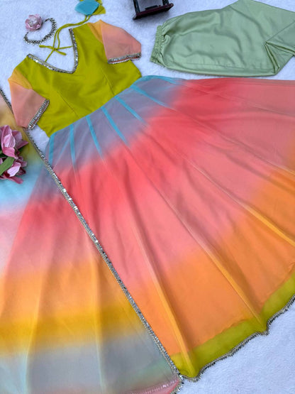 Pastel Ombre Georgette Anarkali Set with Dupatta