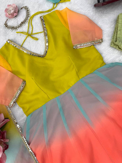 Pastel Ombre Georgette Anarkali Set with Dupatta