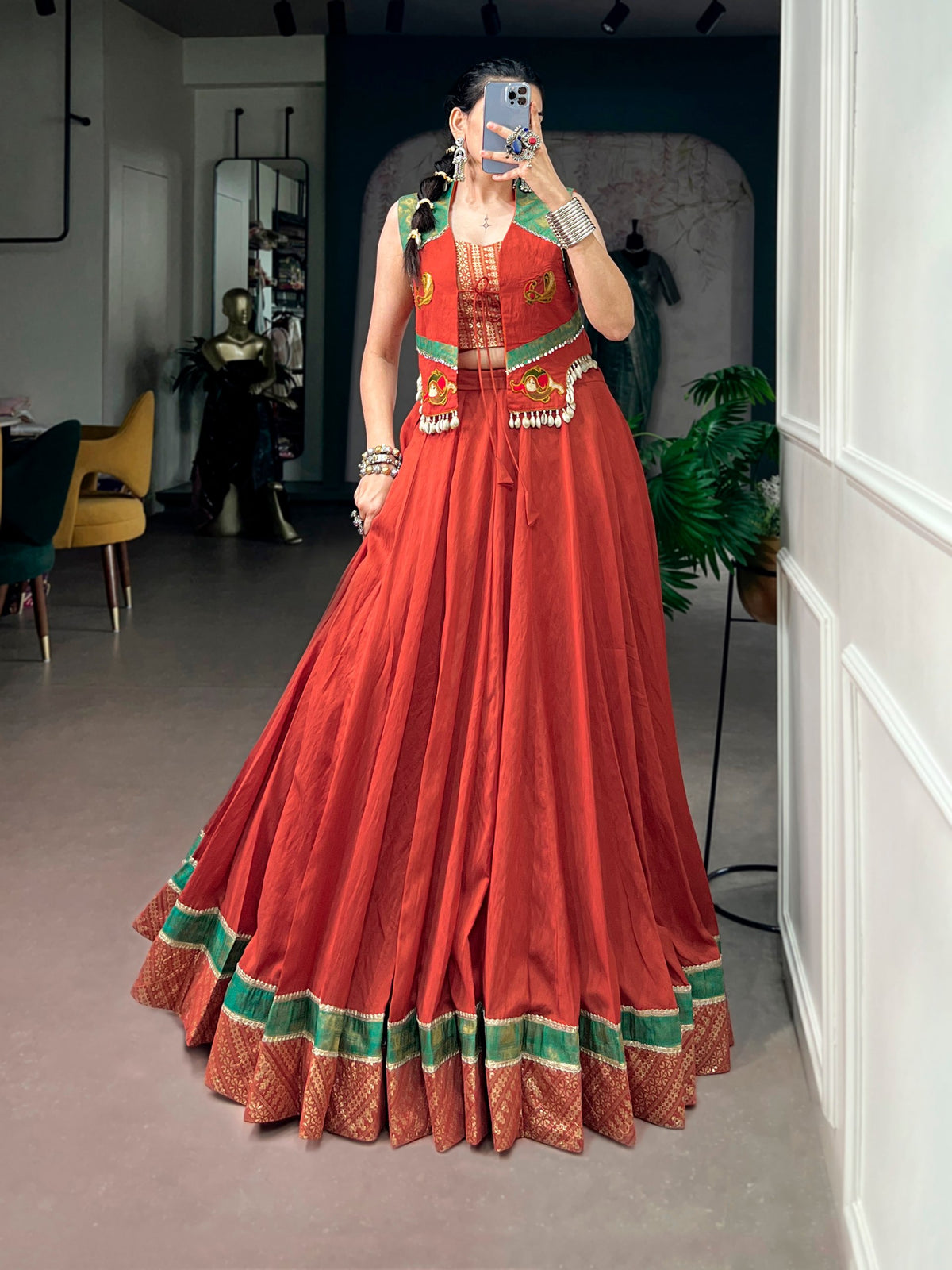Pure Chanderi Lehenga with Gamthi Jacket | Navratri 2026