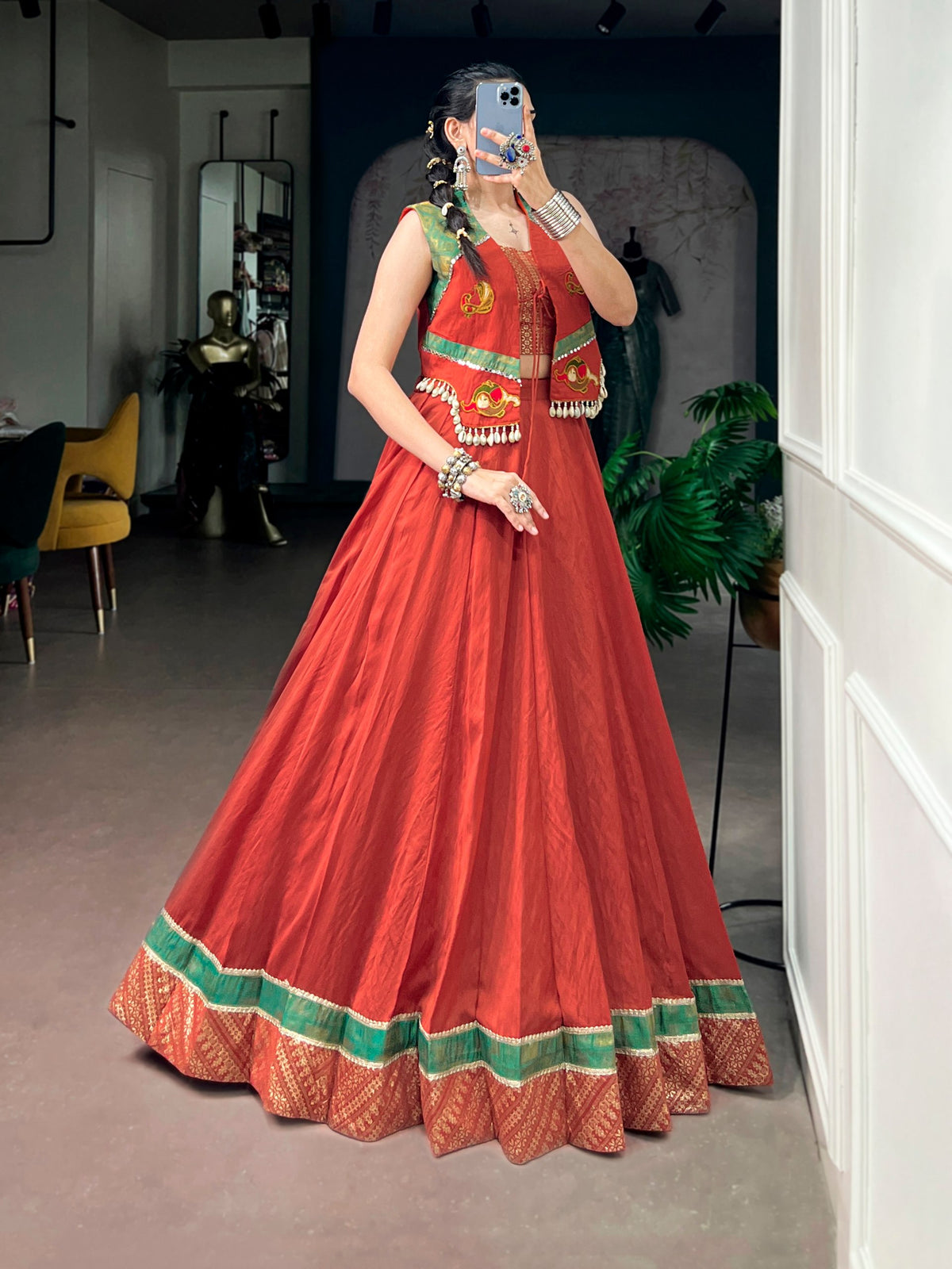 Pure Chanderi Lehenga with Gamthi Jacket | Navratri 2026