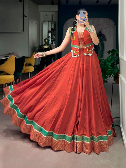 Pure Chanderi Lehenga with Gamthi Jacket | Navratri 2026