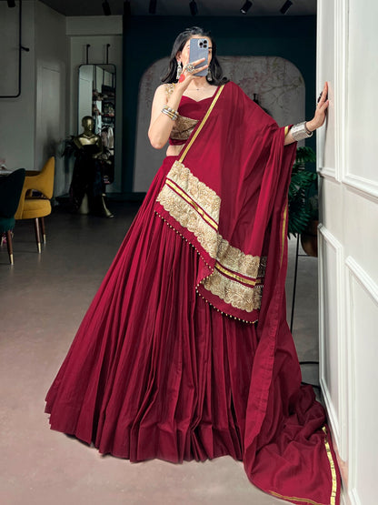 Maroon Mal Cotton Chaniya Choli | Navratri 2026