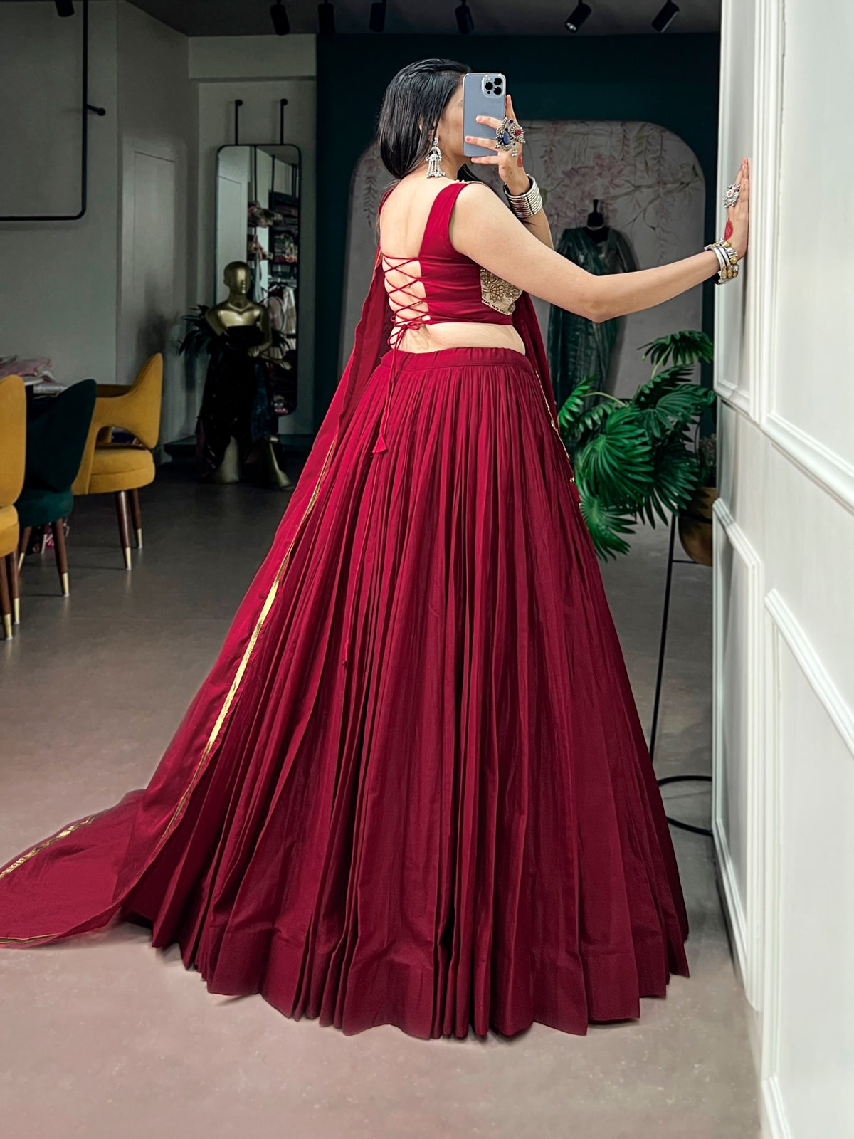 Maroon Mal Cotton Chaniya Choli | Navratri 2026