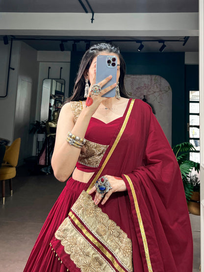 Maroon Mal Cotton Chaniya Choli | Navratri 2026