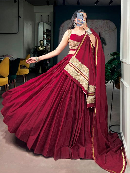 Maroon Mal Cotton Chaniya Choli | Navratri 2026