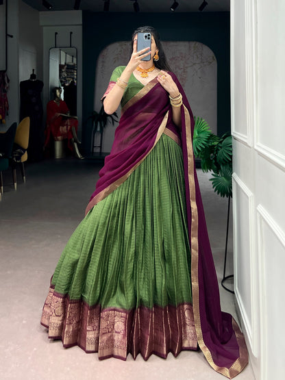 Dola Chex Lehenga with Zari Weaving Work & Georgette Dupatta