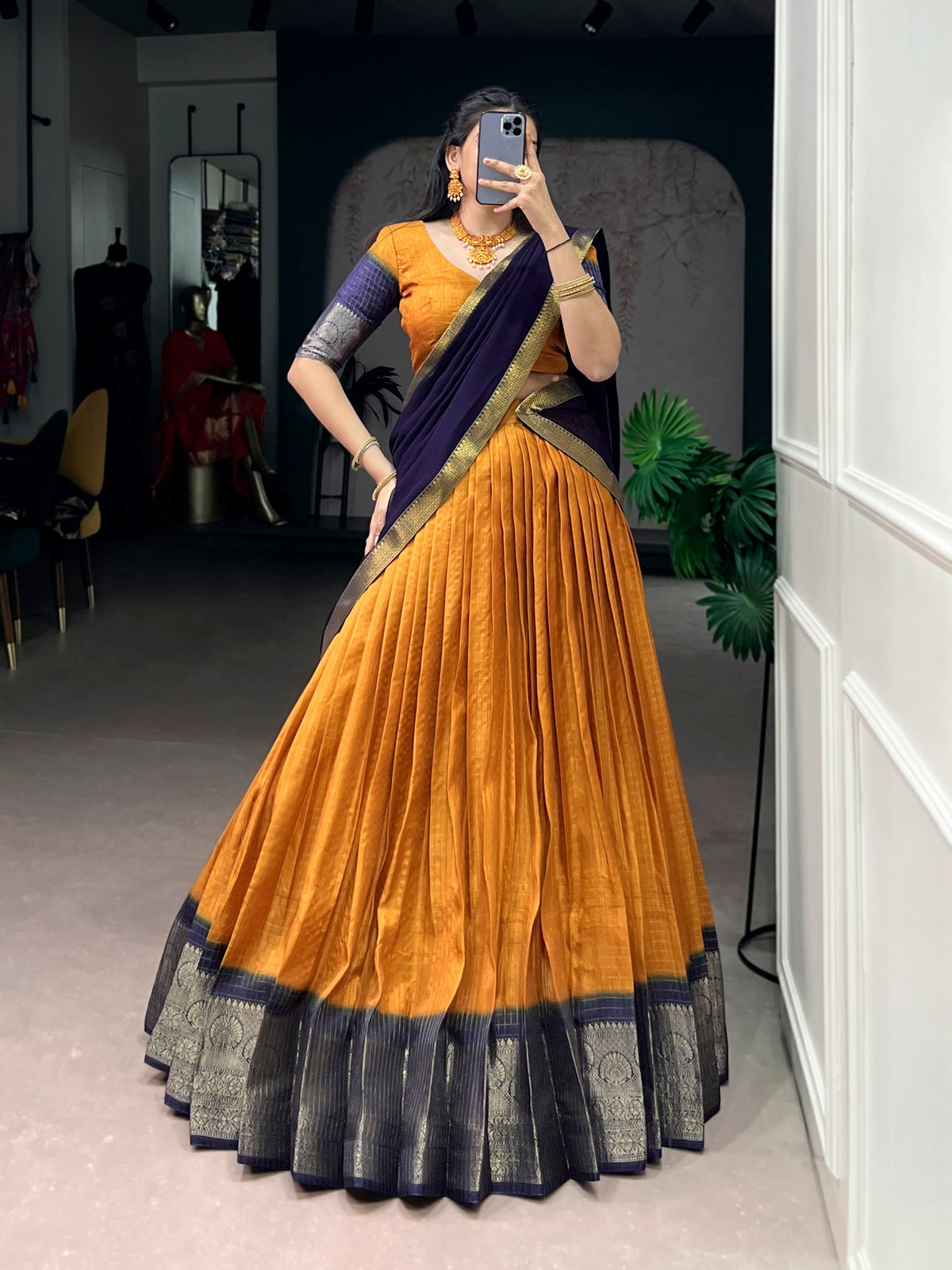 Dola Chex Lehenga with Zari Weaving Work & Georgette Dupatta
