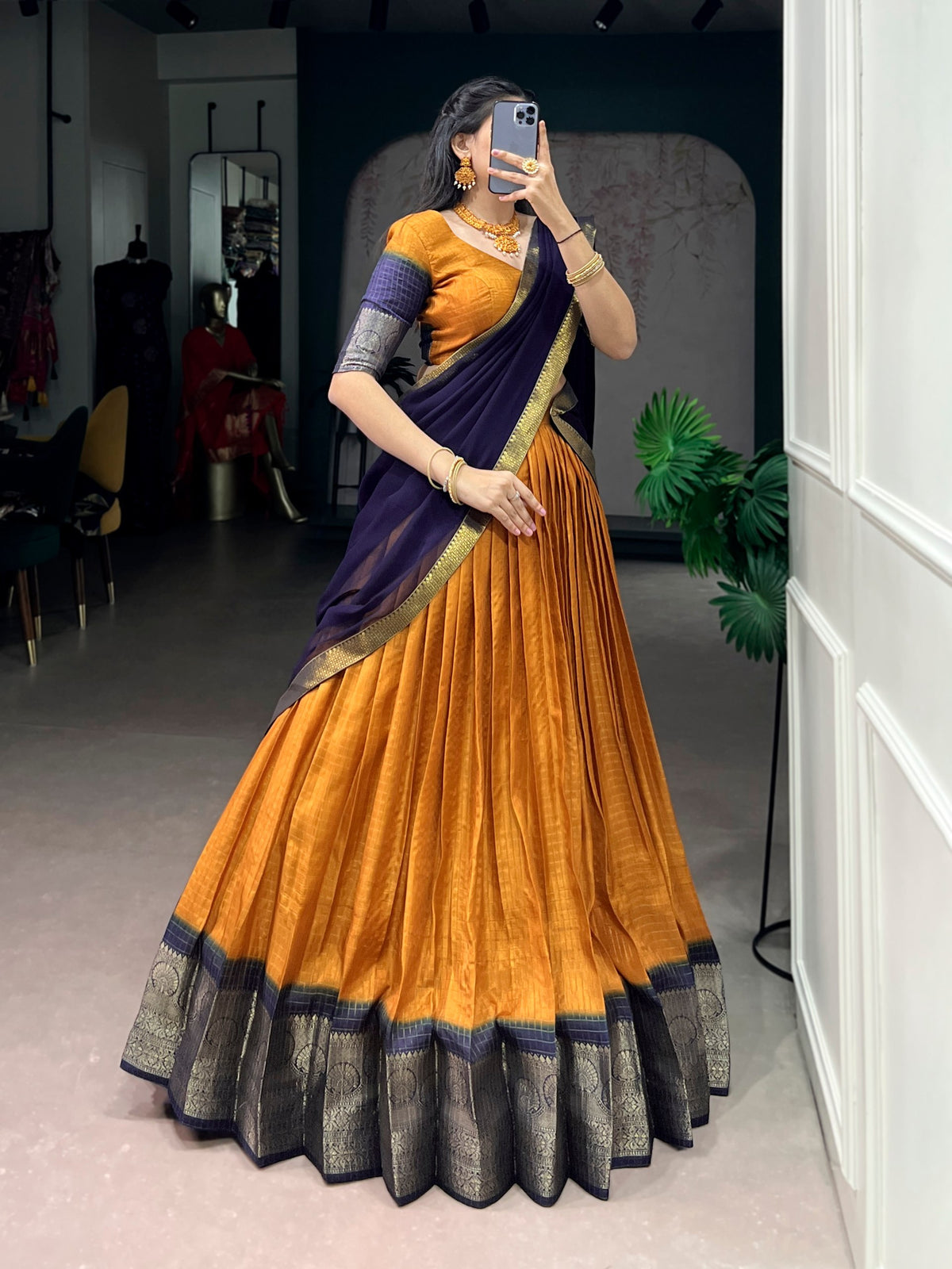 Dola Chex Lehenga with Zari Weaving Work & Georgette Dupatta