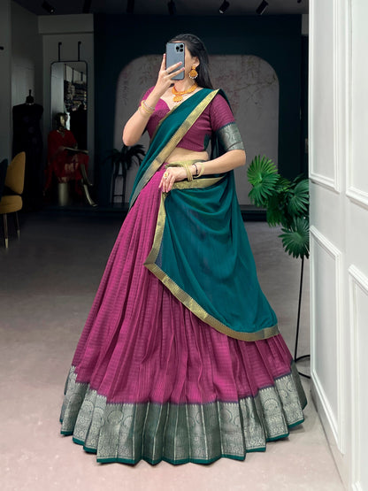 Dola Chex Lehenga with Zari Weaving Work & Georgette Dupatta