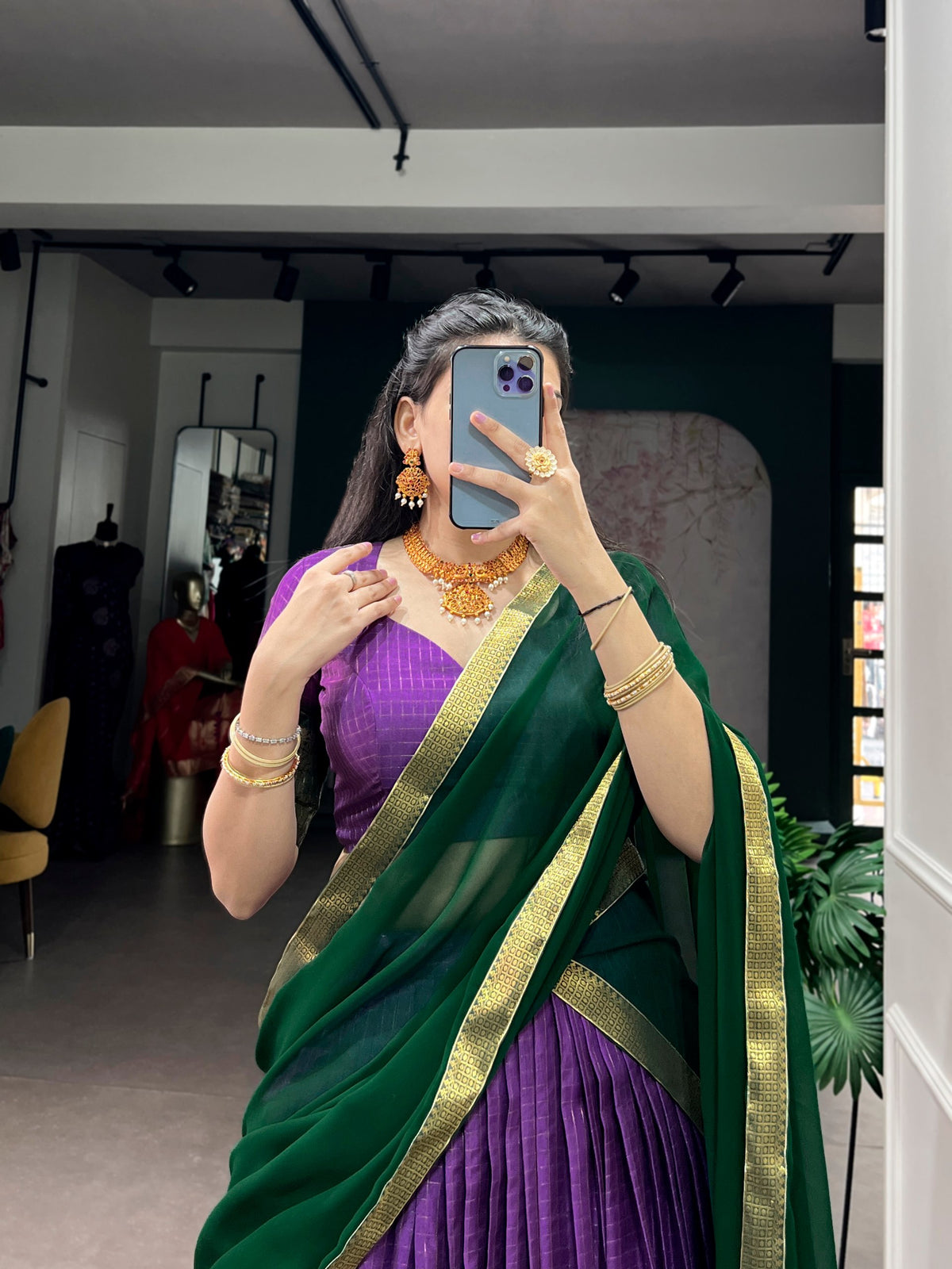 Dola Chex Lehenga with Zari Weaving Work & Georgette Dupatta