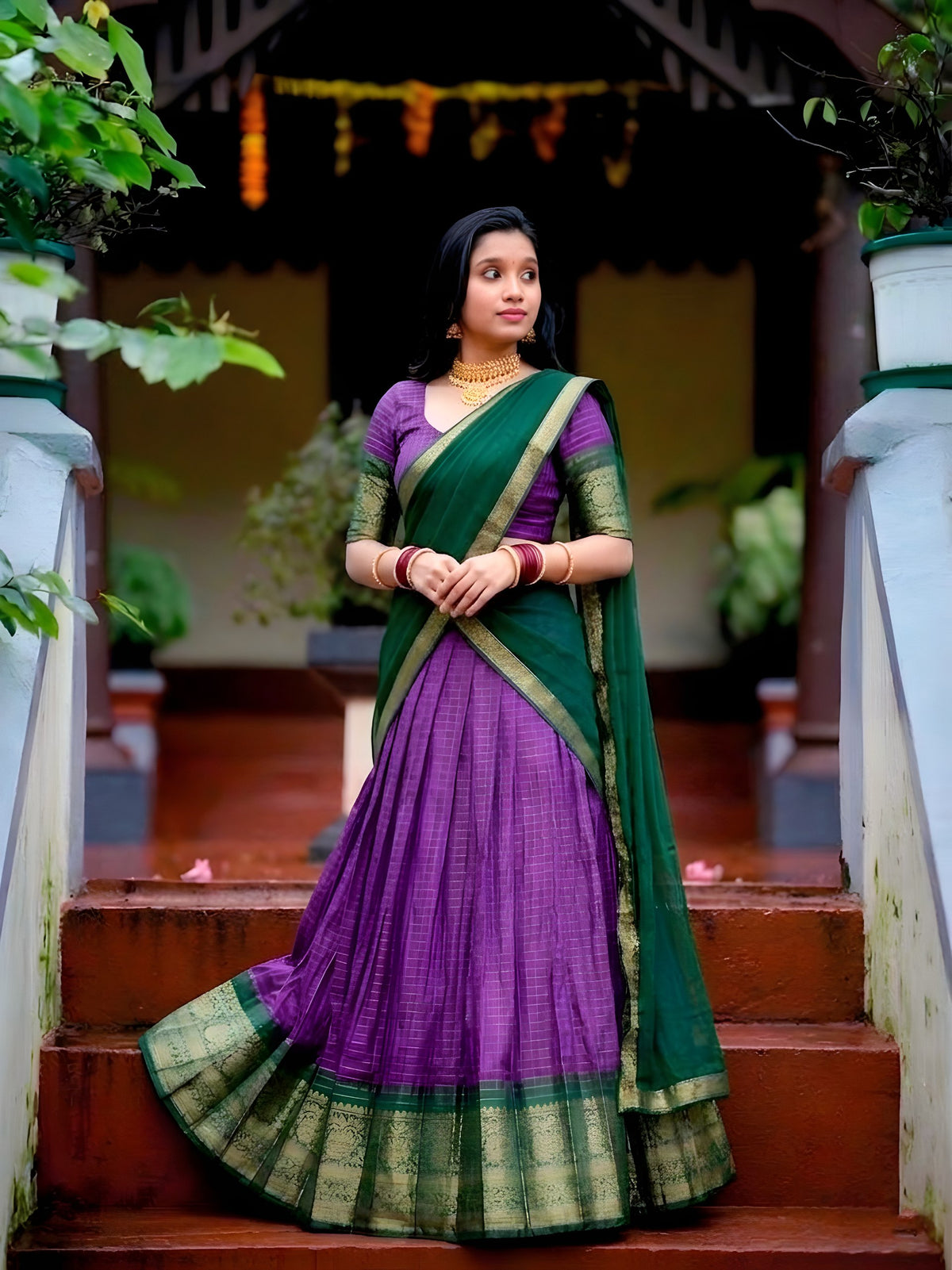 Dola Chex Lehenga with Zari Weaving Work & Georgette Dupatta