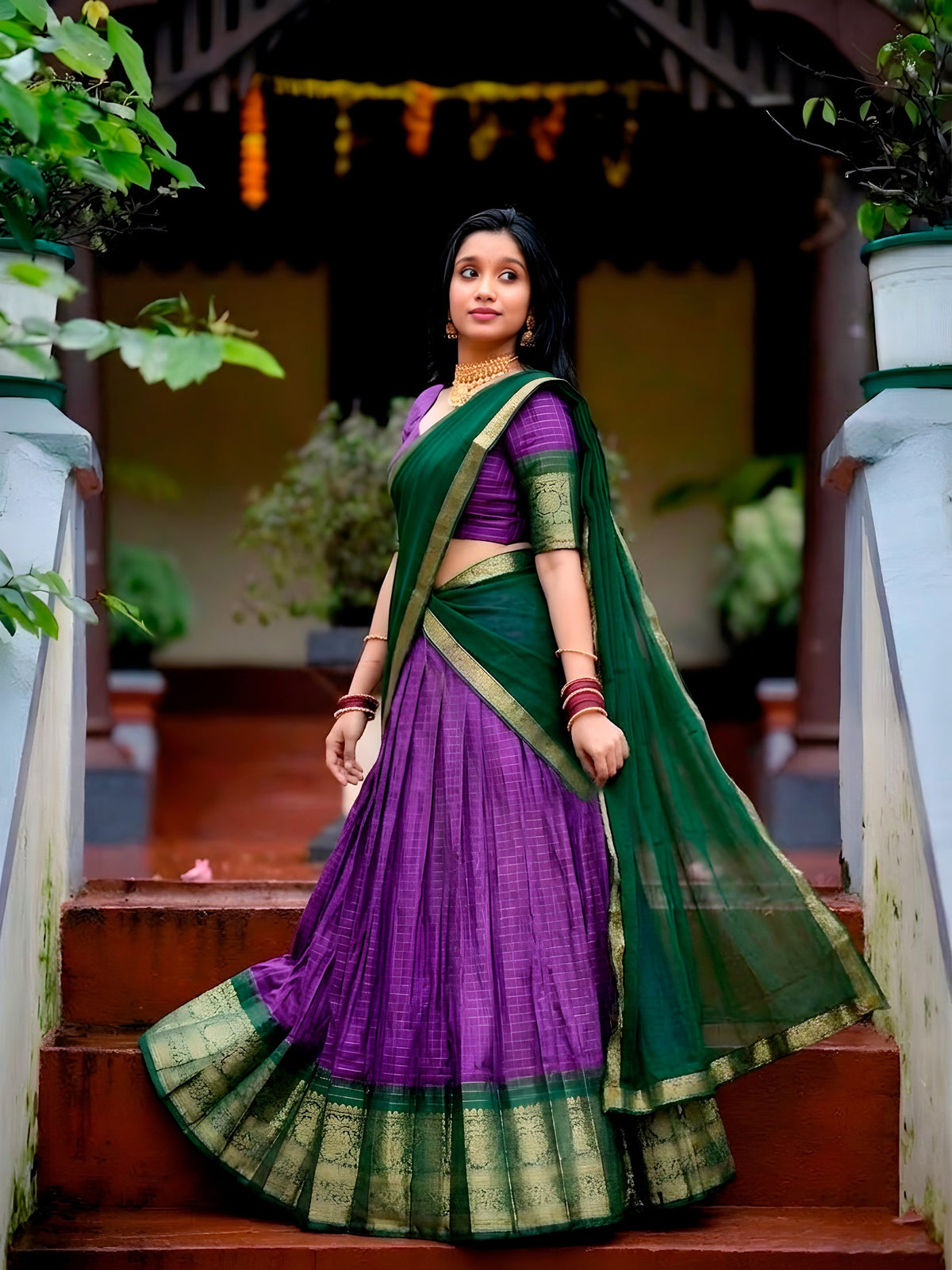 Dola Chex Lehenga with Zari Weaving Work & Georgette Dupatta