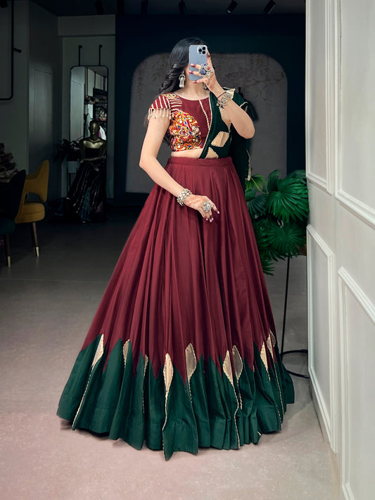 Chinon Lehenga with Gotta Patch Work & Gamthi Blouse