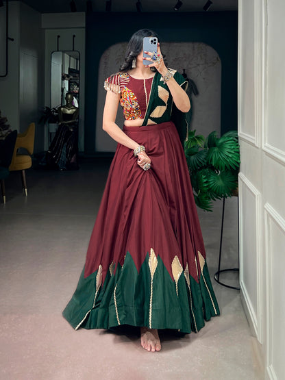 Chinon Lehenga with Gotta Patch Work & Gamthi Blouse