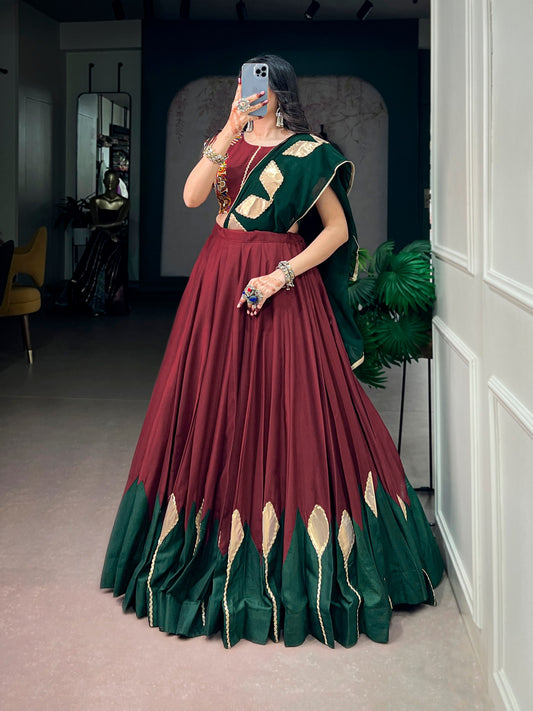 Chinon Lehenga with Gotta Patch Work & Gamthi Blouse