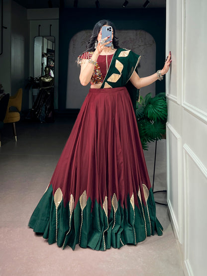 Chinon Lehenga with Gotta Patch Work & Gamthi Blouse