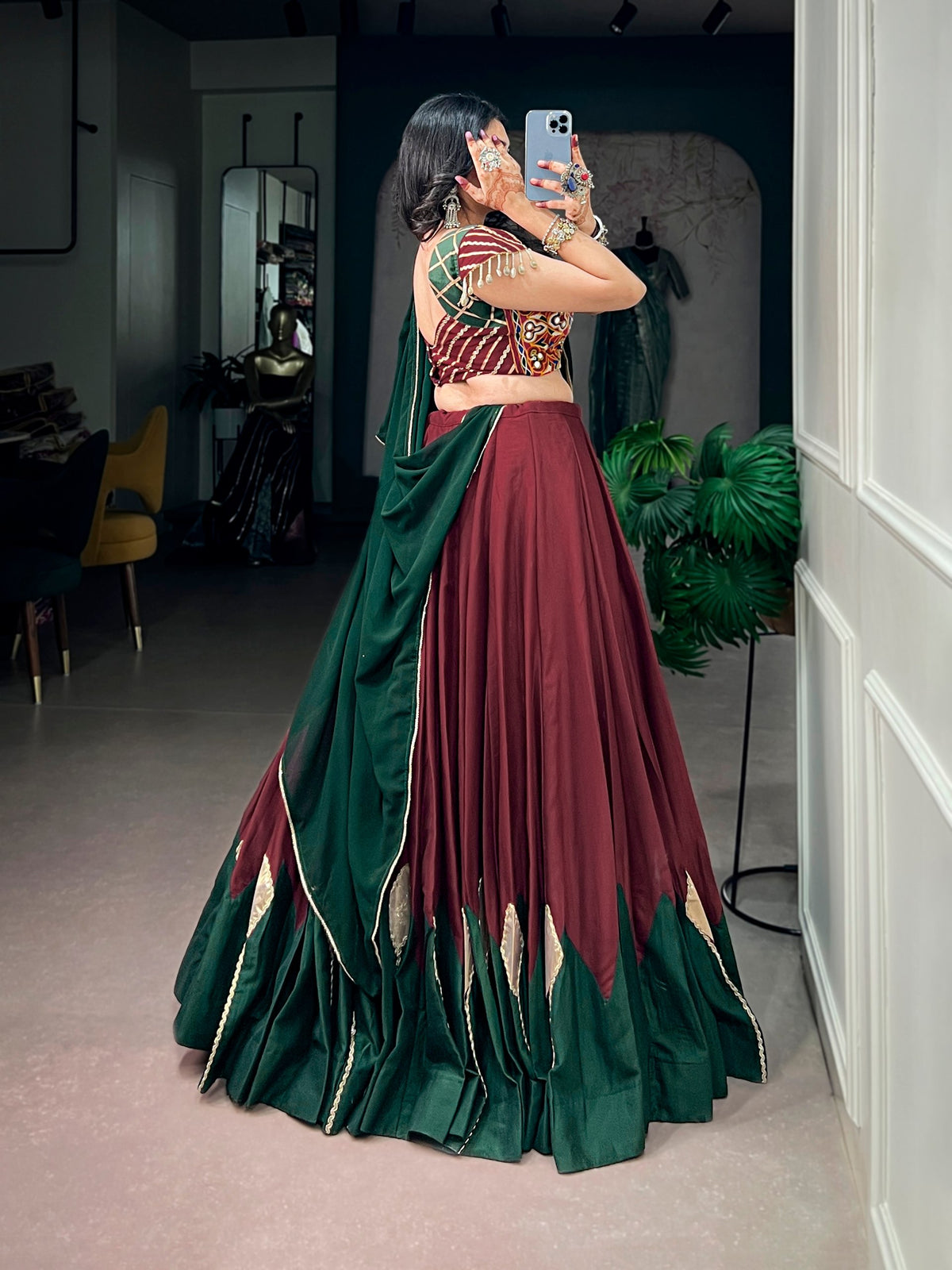 Chinon Lehenga with Gotta Patch Work & Gamthi Blouse