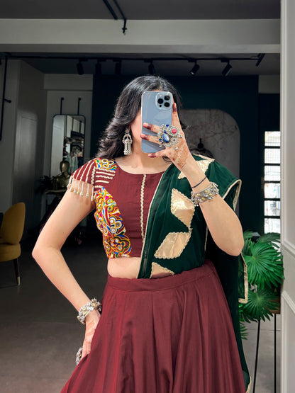 Chinon Lehenga with Gotta Patch Work & Gamthi Blouse