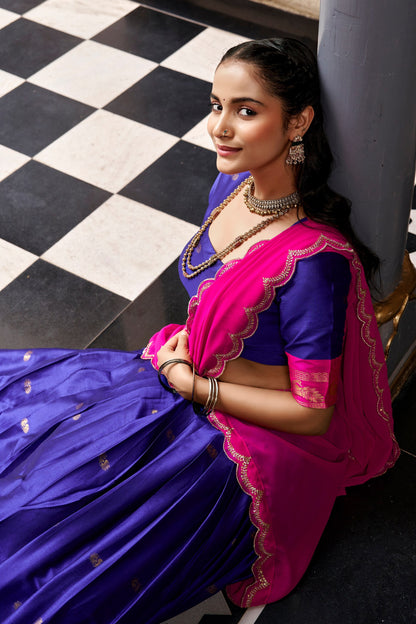 Cotton Silk Lehenga Choli with Zari Weaving Border & Embroidered Dupatta