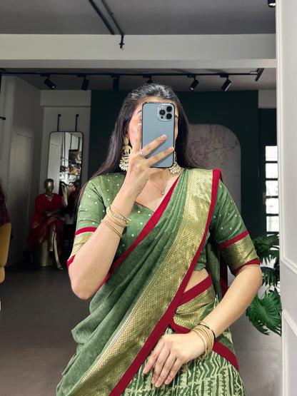 Dola Silk Batik Print Lehenga Choli with Zari Weaving Work