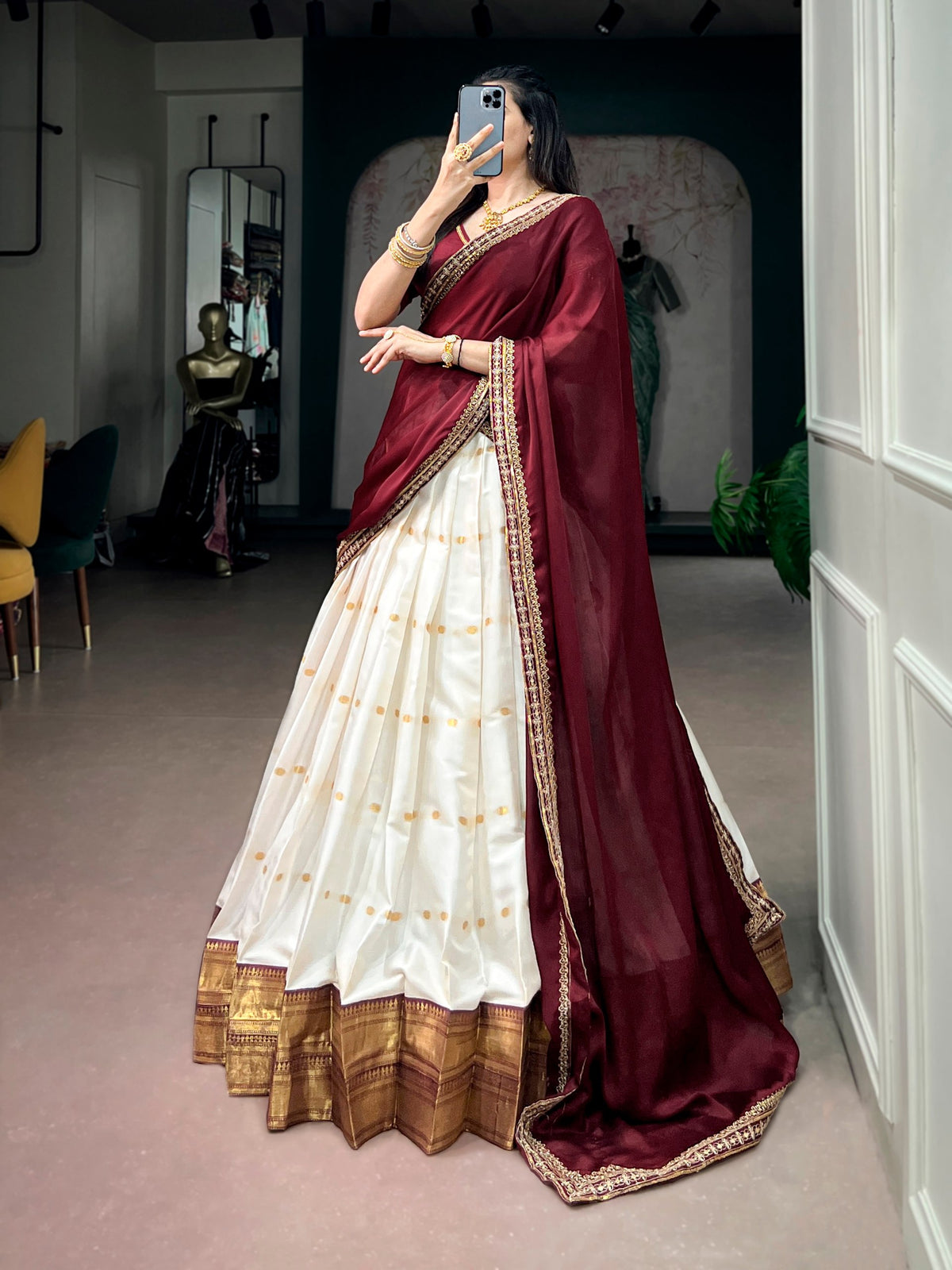 Silk Cotton Festive Lehenga Set with Zari & Embroidery