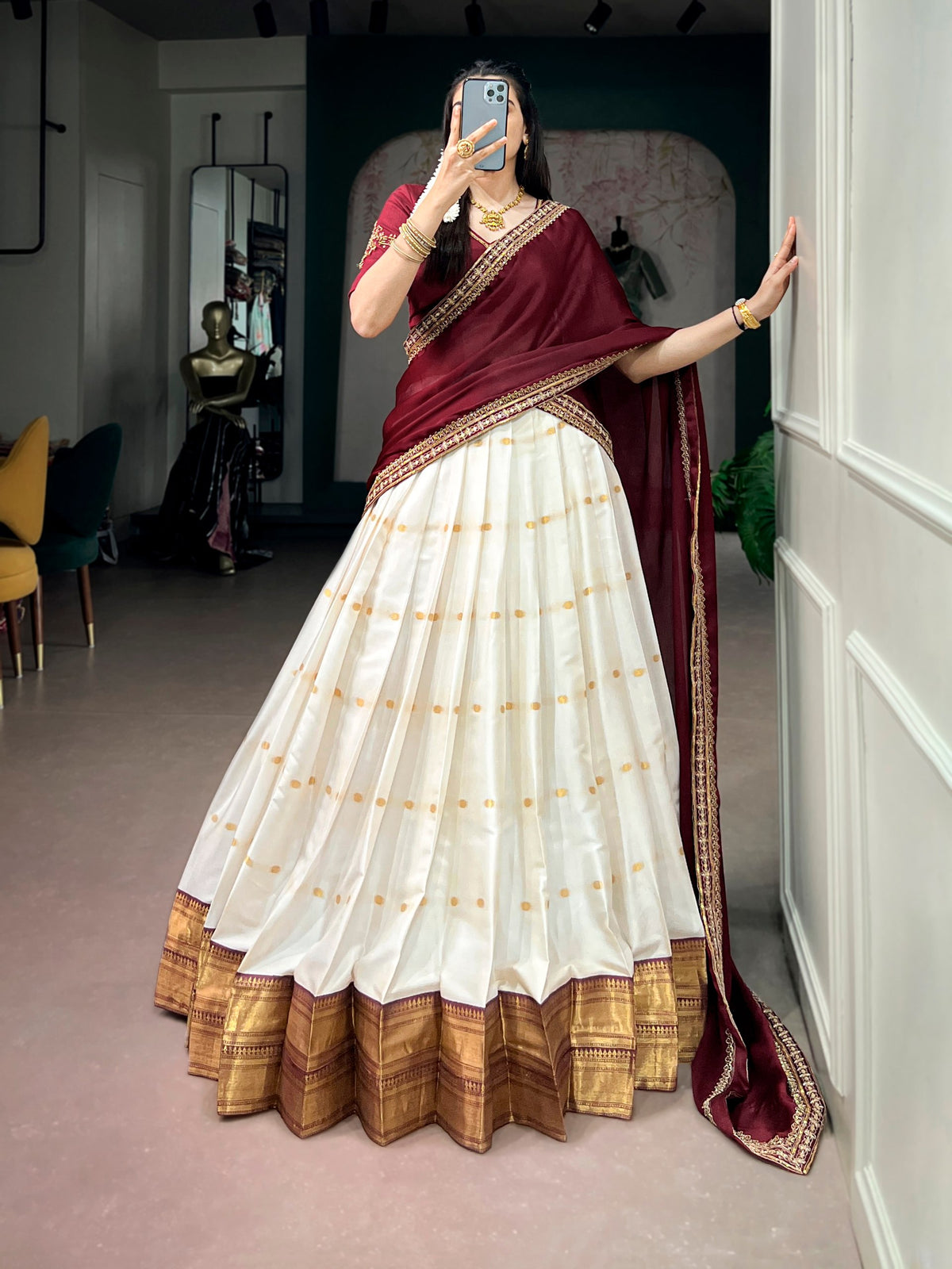 Silk Cotton Festive Lehenga Set with Zari & Embroidery