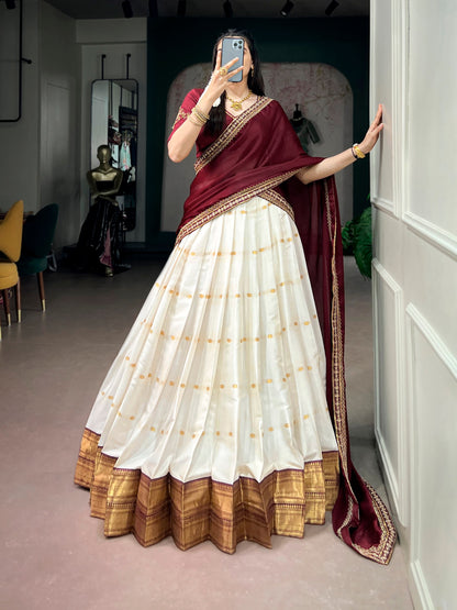 Silk Cotton Festive Lehenga Set with Zari & Embroidery
