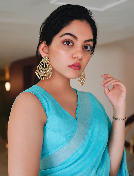 Ahaana Krishna Inspired Gold Tone Traditional Chandbali Earrings