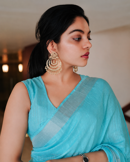 Ahaana Krishna Inspired Gold Tone Traditional Chandbali Earrings