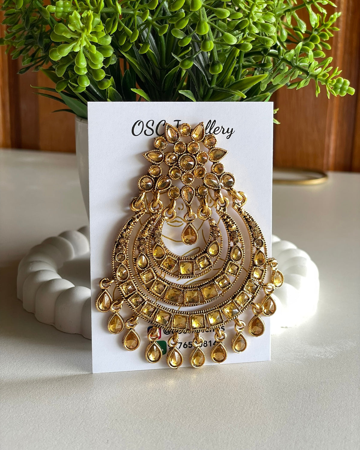 Ahaana Krishna Inspired Gold Tone Traditional Chandbali Earrings