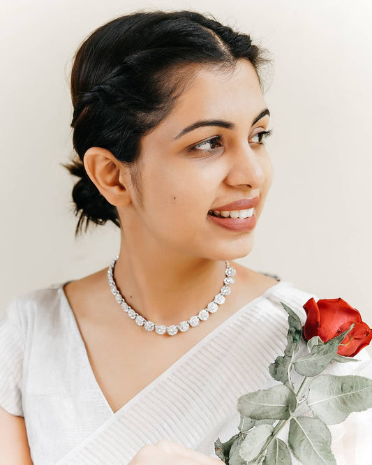 Diya Krishna Inspired Austrian Diamond Necklace Set