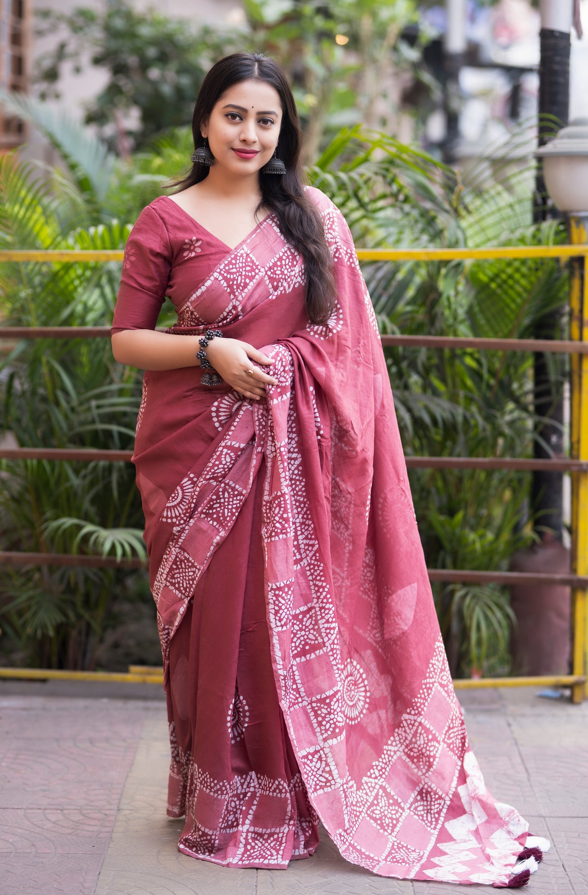 Pure Chanderi Cotton Double Batik Saree with Hand Batik Print