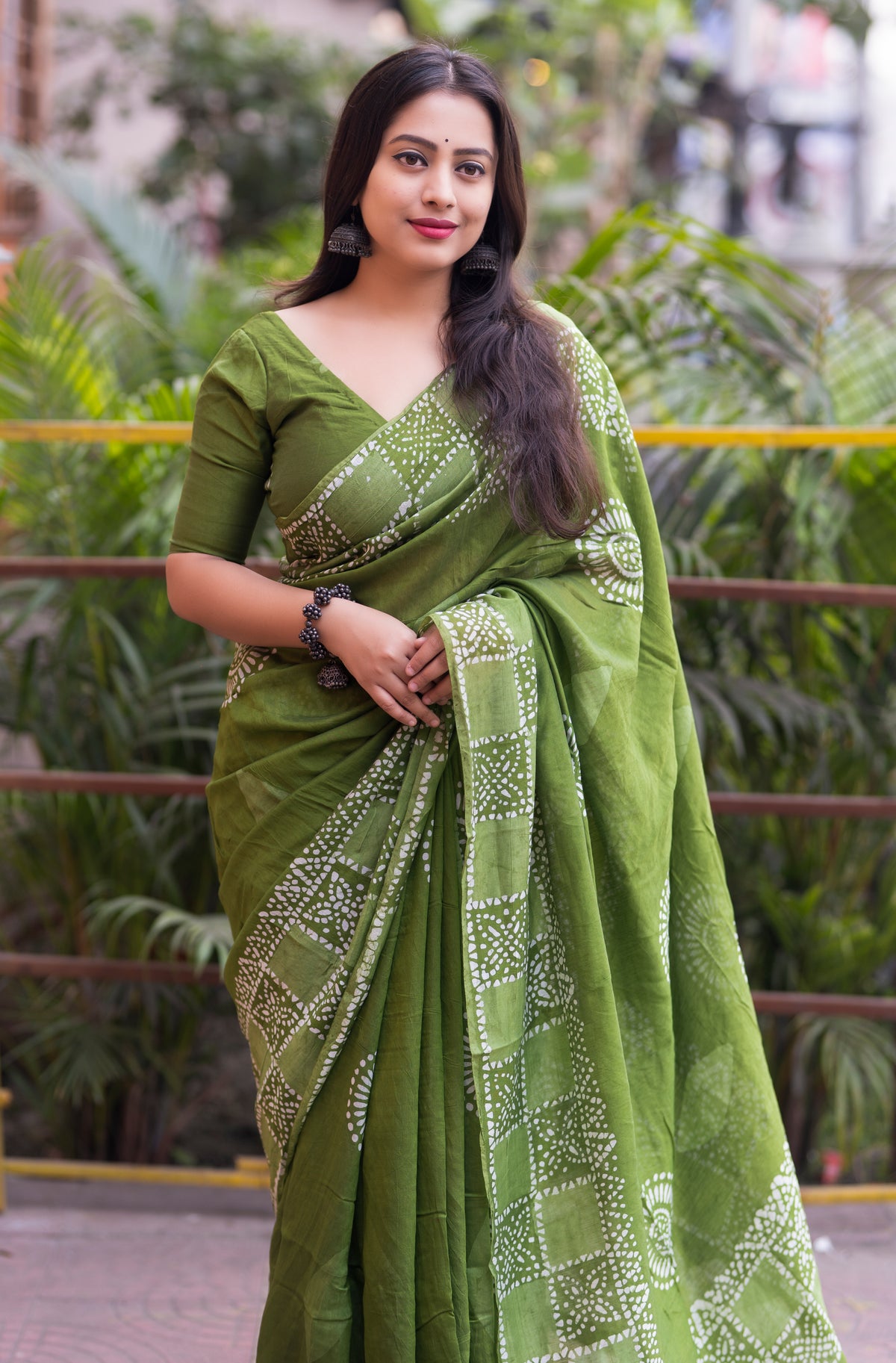 Pure Chanderi Cotton Double Batik Saree with Hand Batik Print